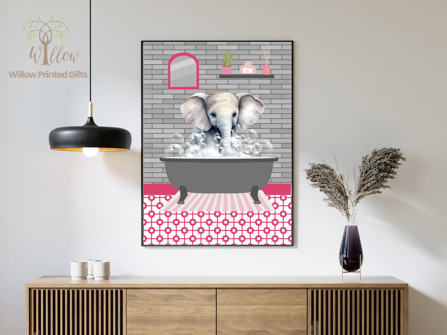 Elephant Bathroom Print, Quirky Animal Print, Humorous Bathroom Décor, Whimsical Restroom Art, Funny Animal Wall Art, Tropical Print