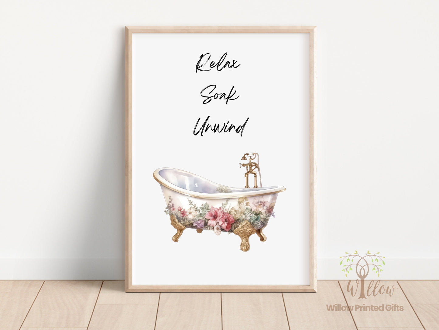 Floral Bath Wall Art, Botanical Bathroom Décor, Relaxing Spa Print, Flower Bath Illustration, Bath Time Relaxation, Relaxation Retreat Art