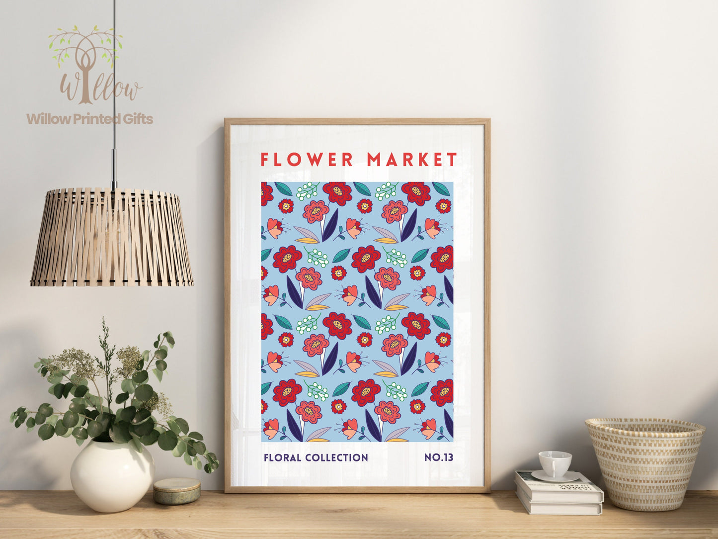 Flower Market Wall Art, Floral Market Illustration, Botanical Flower Print, Rustic Flower Market Art, Fresh Flower Market Artwork.