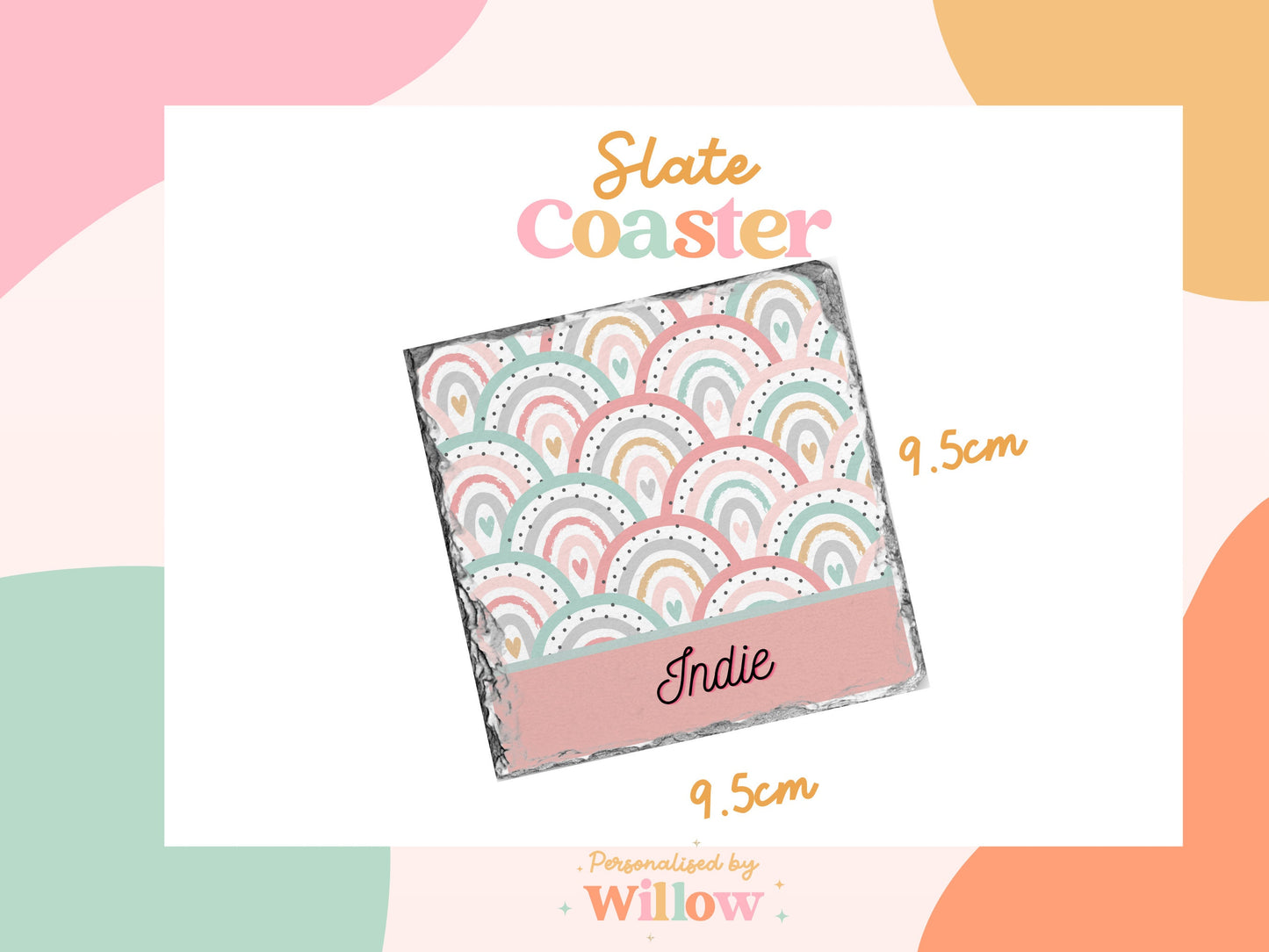 Personalised Rainbow Mug With Optional Matching Slate Coaster