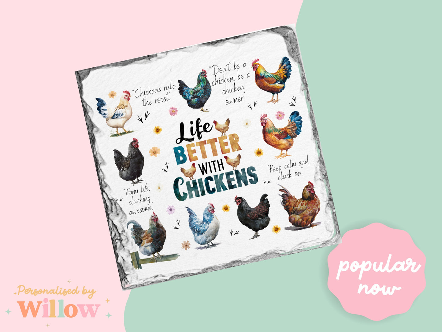 Chicken Coaster, Chicken Gift, Chicken Lover Gift, Drinks Coaster