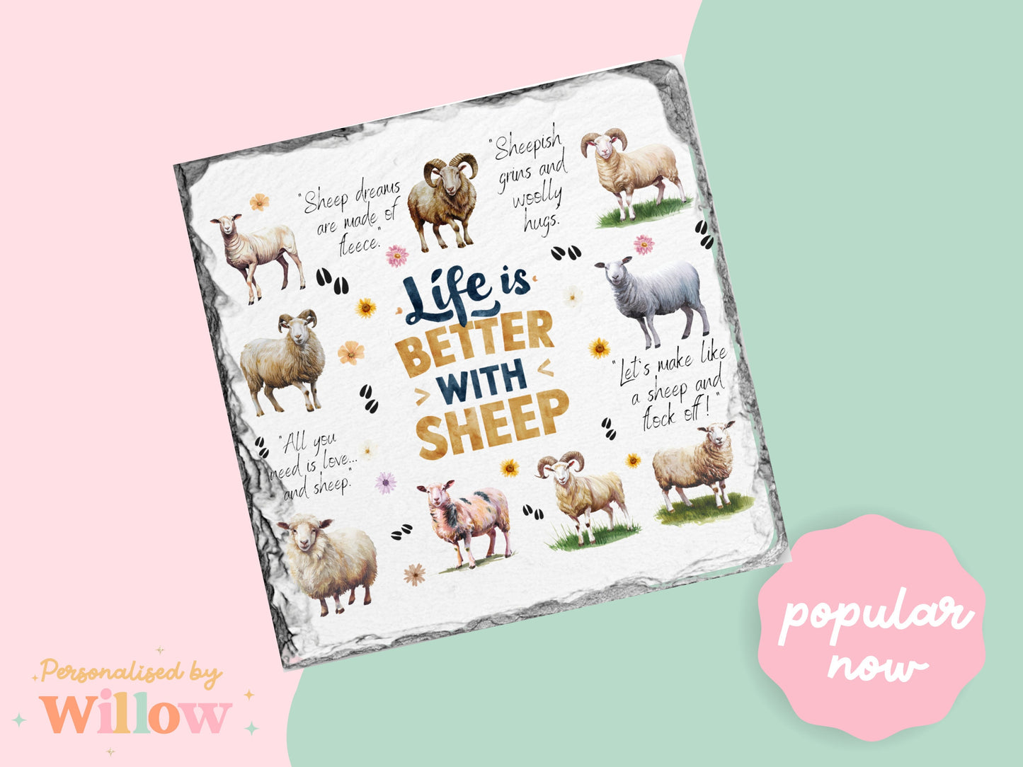 Sheep Coaster, Sheep Gift, British Sheep Gift, Farm Gift.