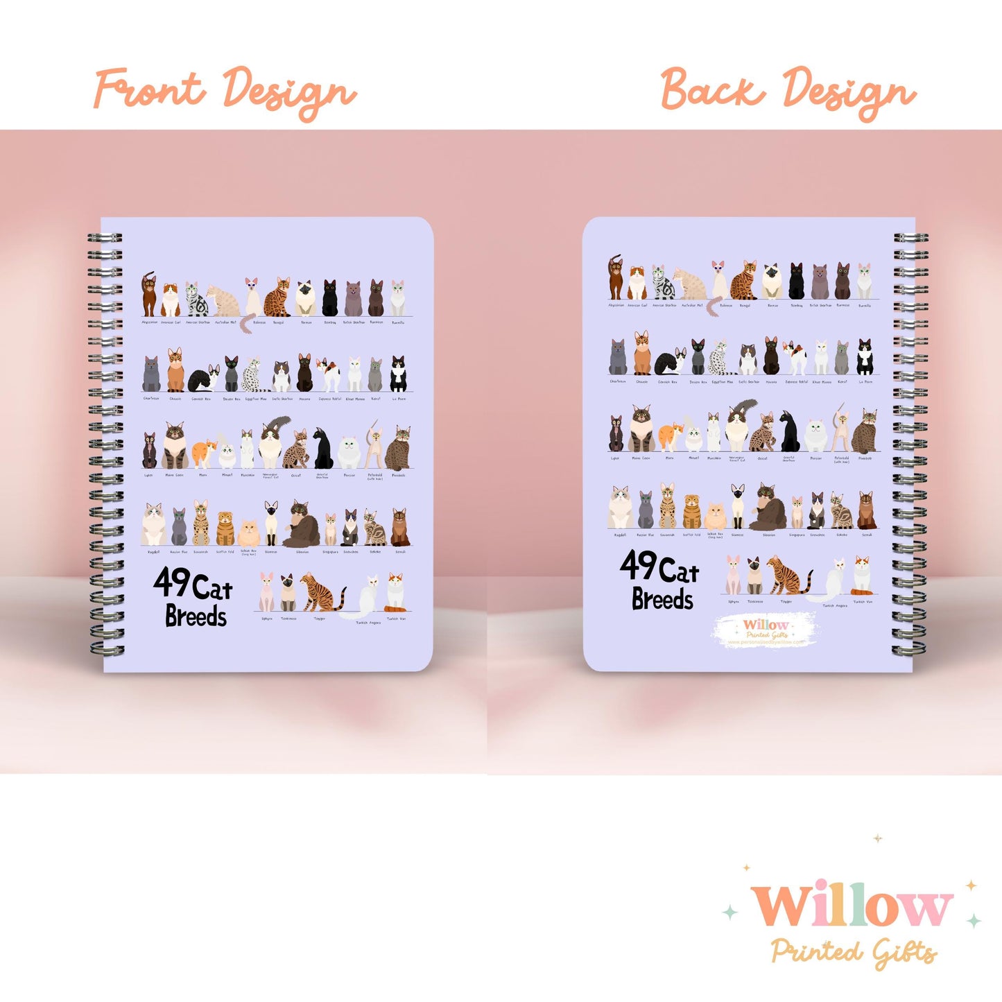 Cat Breeds Notebook Gift, Cat Themed Journal, Gift For Cat Lover, Cat Stationary, Farm Notebook, Cat Lover Gift, Crazy Cat Lady, Cat Mum.