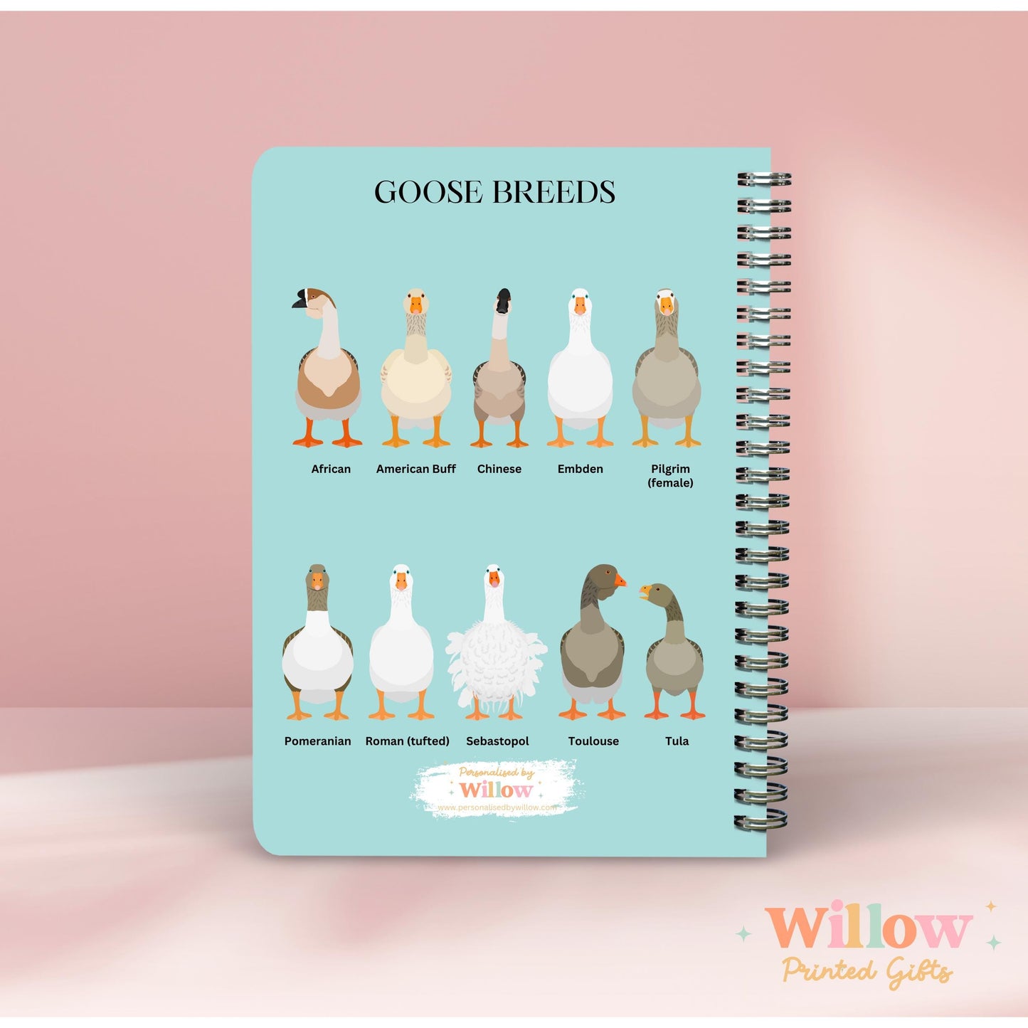 Goose Breeds Notebook Gift, Goose Themed Journal, Gift For Goose Lover, Farm Animal Stationary, Goose Décor Gift, Bird Lover Notebook.
