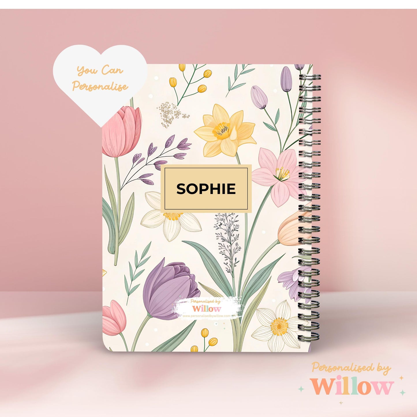 Personalised Notebook For Writers & Stationary Lover, Flower Notepad Gift For Mum
