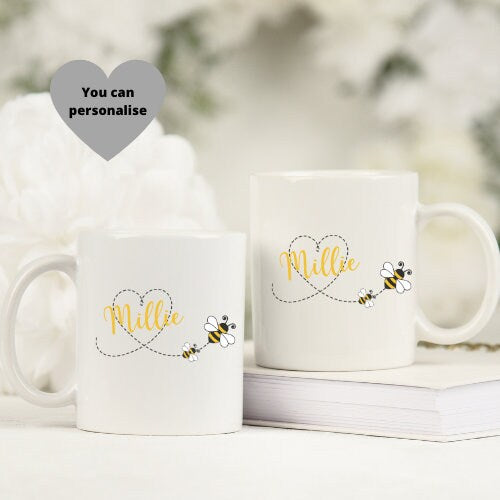 Personalised Name Mug With Bee Design