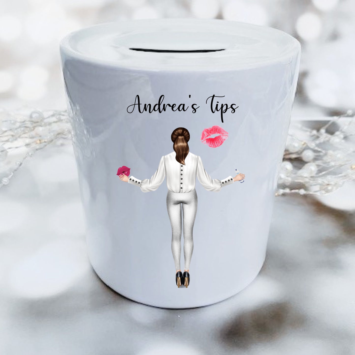 Personalised Lip Filler Tip Jar, Personalised Botox Money Box.