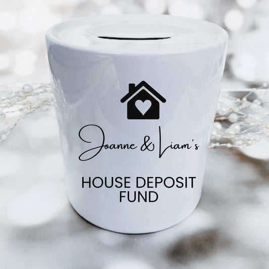 Personalised House Deposit Fund Money Box, Savings Jar.