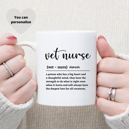 Personalised Vet Nurse Definition Mug, Vet Nurse Quote Mug, Typography, Custom Coffee Mug, Vet Nurse Gifts, Vet Nurse Mug, Vet Graduation