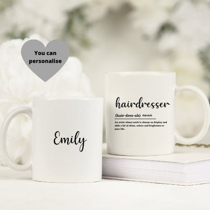 Personalised Hairdresser Definition Mug, Hairdresser Quote Mug.