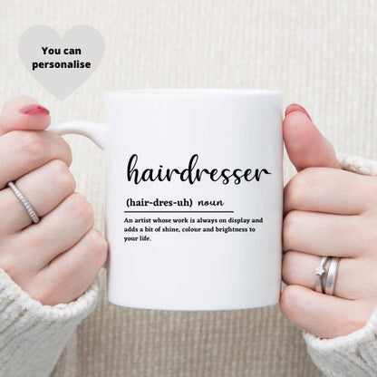 Personalised Hairdresser Definition Mug, Hairdresser Quote Mug.