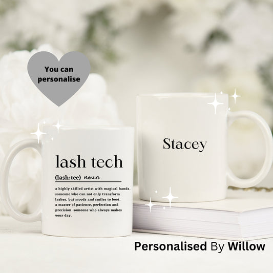 Personalised Lash Tech Definition Mug, Lash Tech Quote Mug.