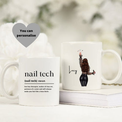 Personalised Nail Technician Mug, Nail Tech Mug, Personalised Mug.