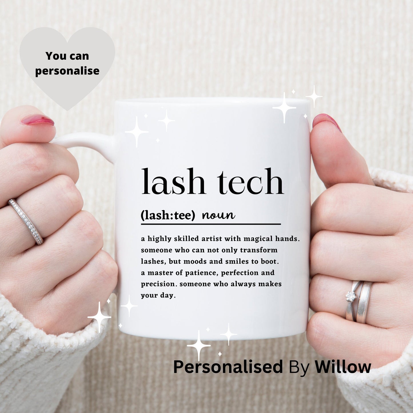 Personalised Lash Tech Definition Mug, Lash Tech Quote Mug.