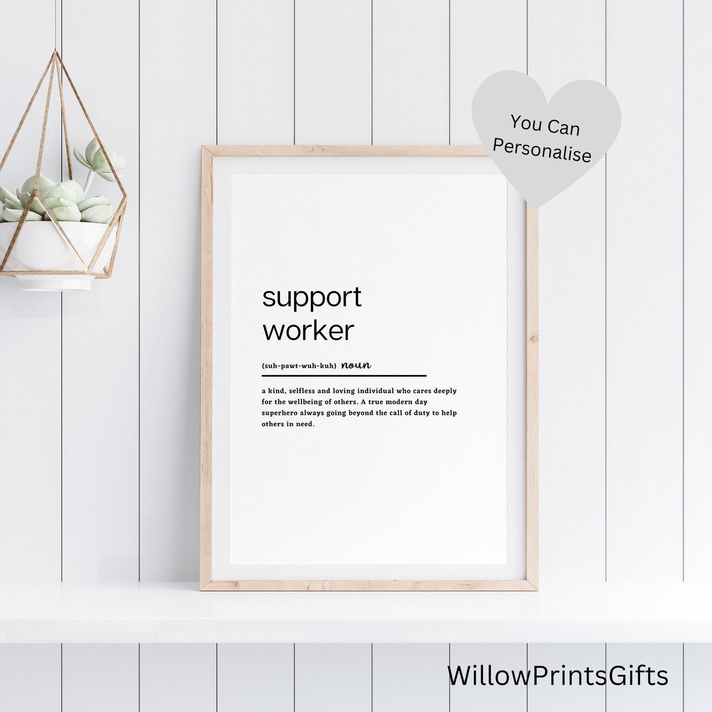 Support Worker Definition Print, Support Worker Gift, Carer Definition, End of Year Gift, School Gift, Thank You Gift,  A5 A4 A3 Paper Sizes