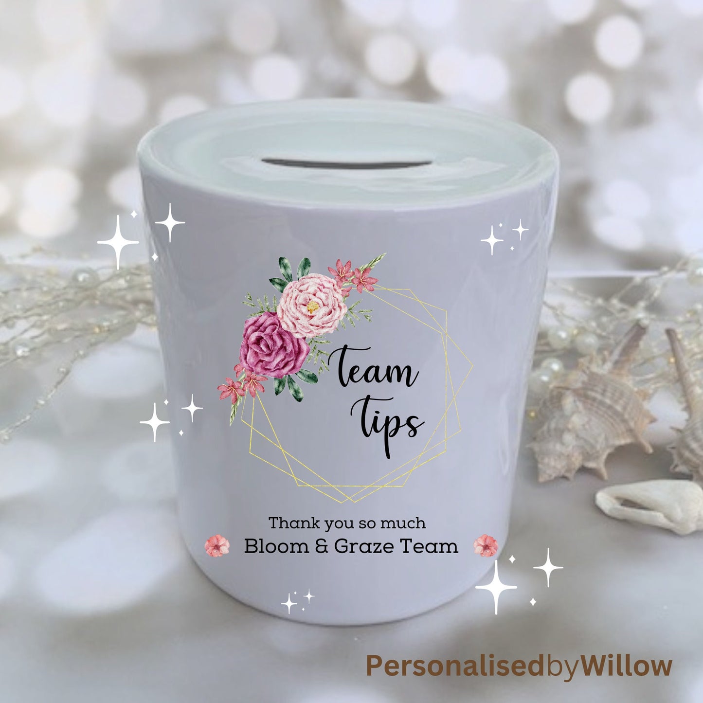 Personalised Salon Tip Jar Money Box