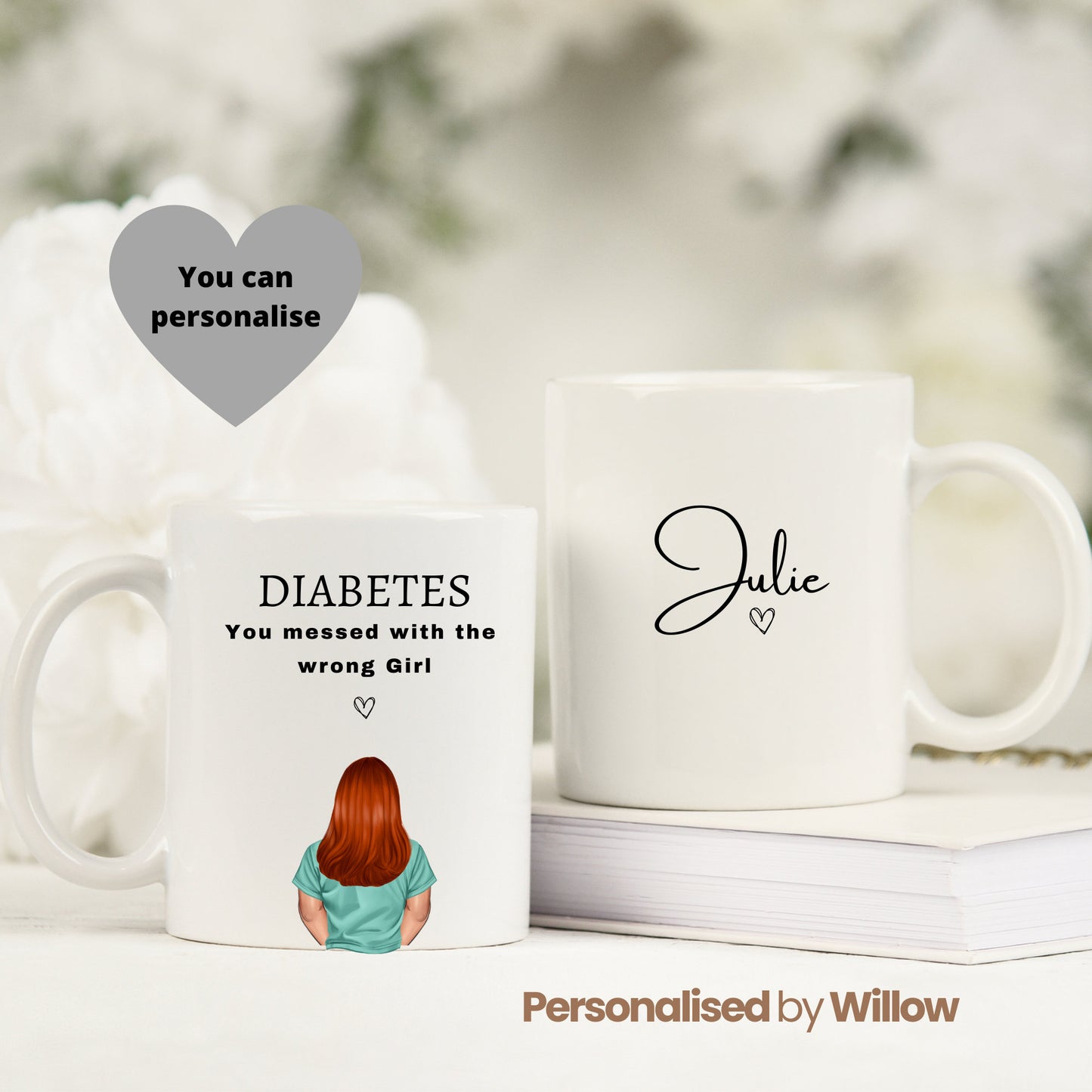 Personalised Diabetes Mug, Self Care, Better Health, Health Support Mug.