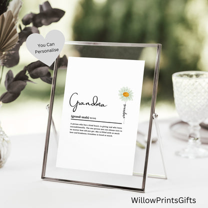Grandma Definition Print, Gifts for Grandma, Grandma Gifts, Wall Art Décor, Grandma Quote, Grandma Prints  A5 A4 A3 Paper Sizes