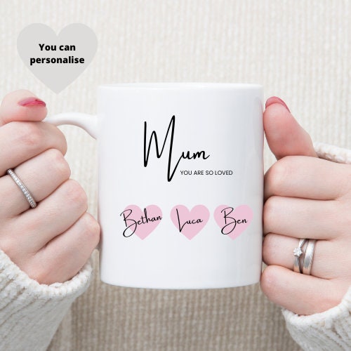 Personalised Mug Mug With Best Mug & Hearts