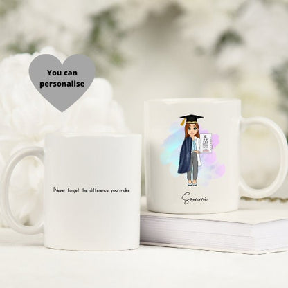 Personalized Graduation Optometrist mug, Custom Optometrist coffee mug, Eye care gift, Personalized eye doctor cup