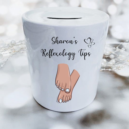 Personalised Reflexology Salon Foot Massage Tip Jar