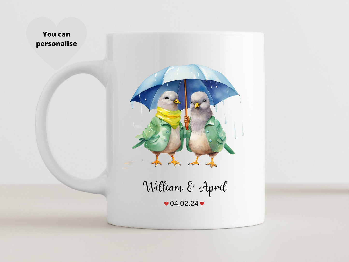 Personalised Dove Wedding Anniversary Mug