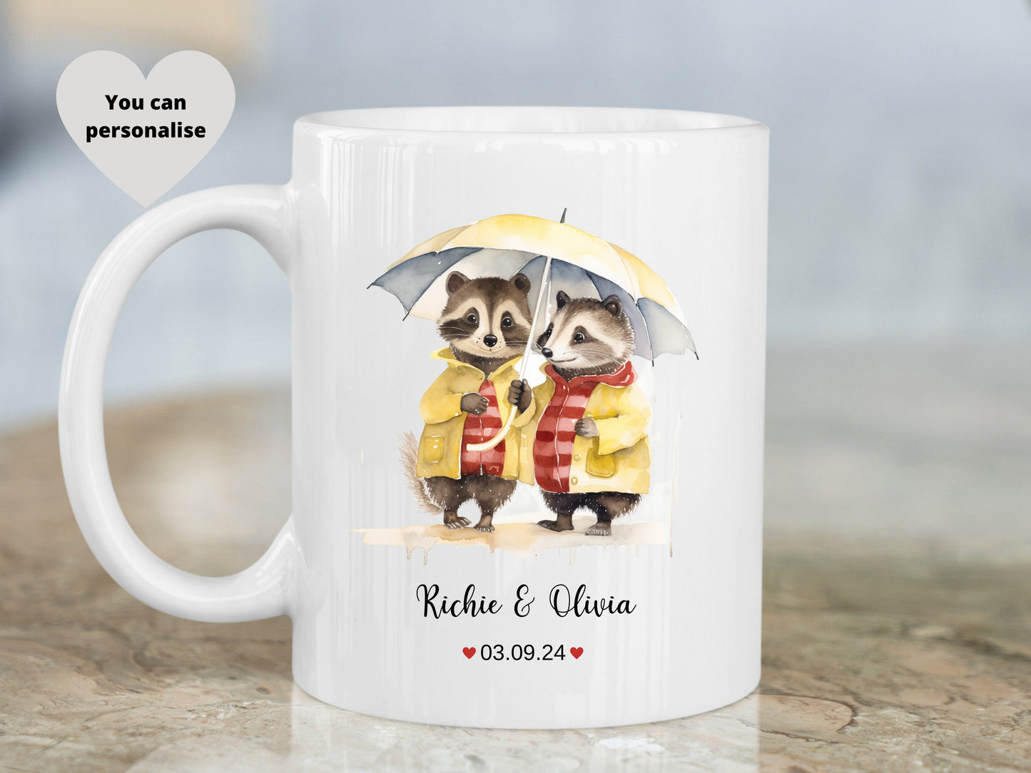 Personalised Badger Wedding / Anniversary Mug Gift