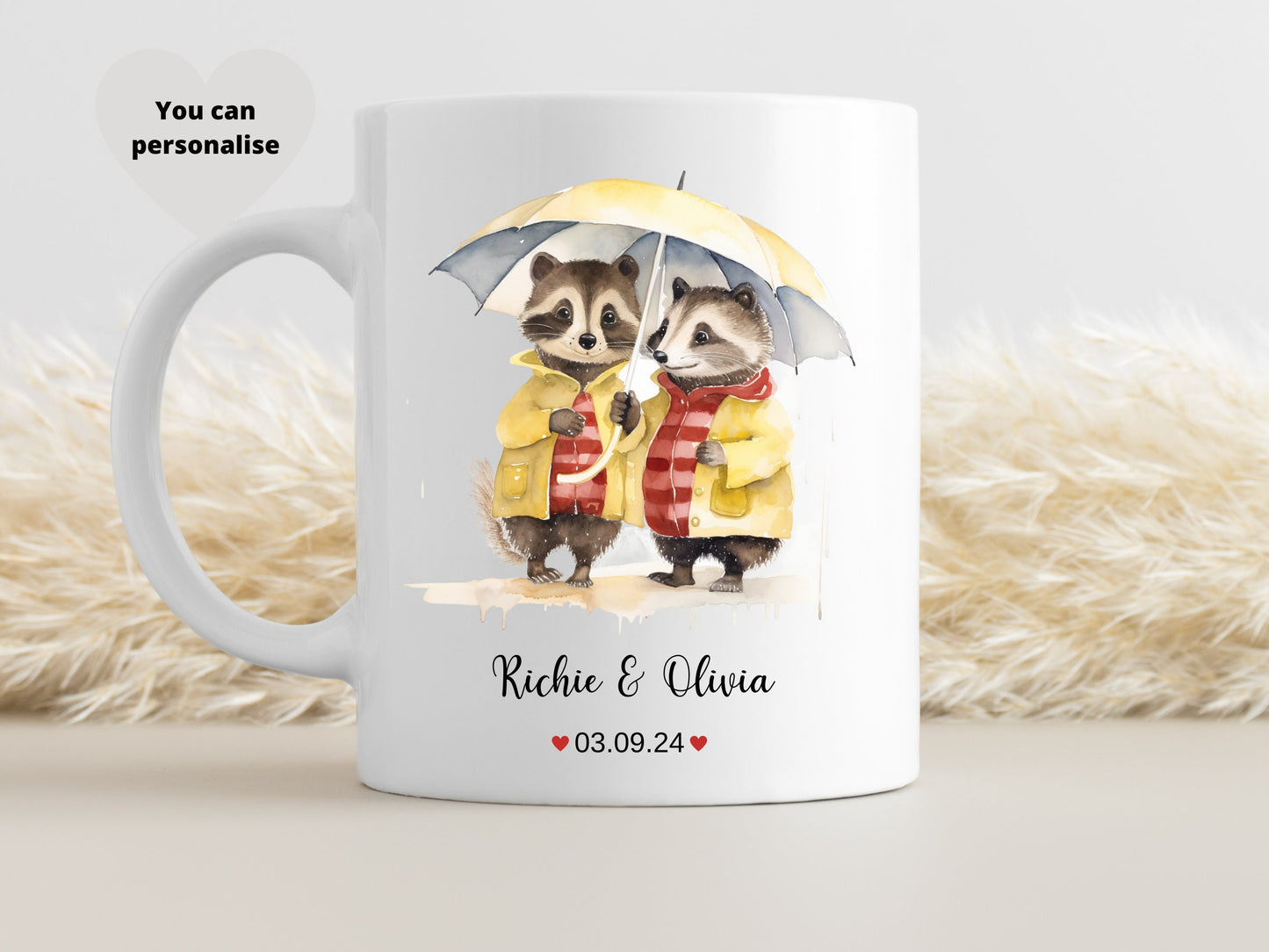 Personalised Badger Wedding / Anniversary Mug Gift