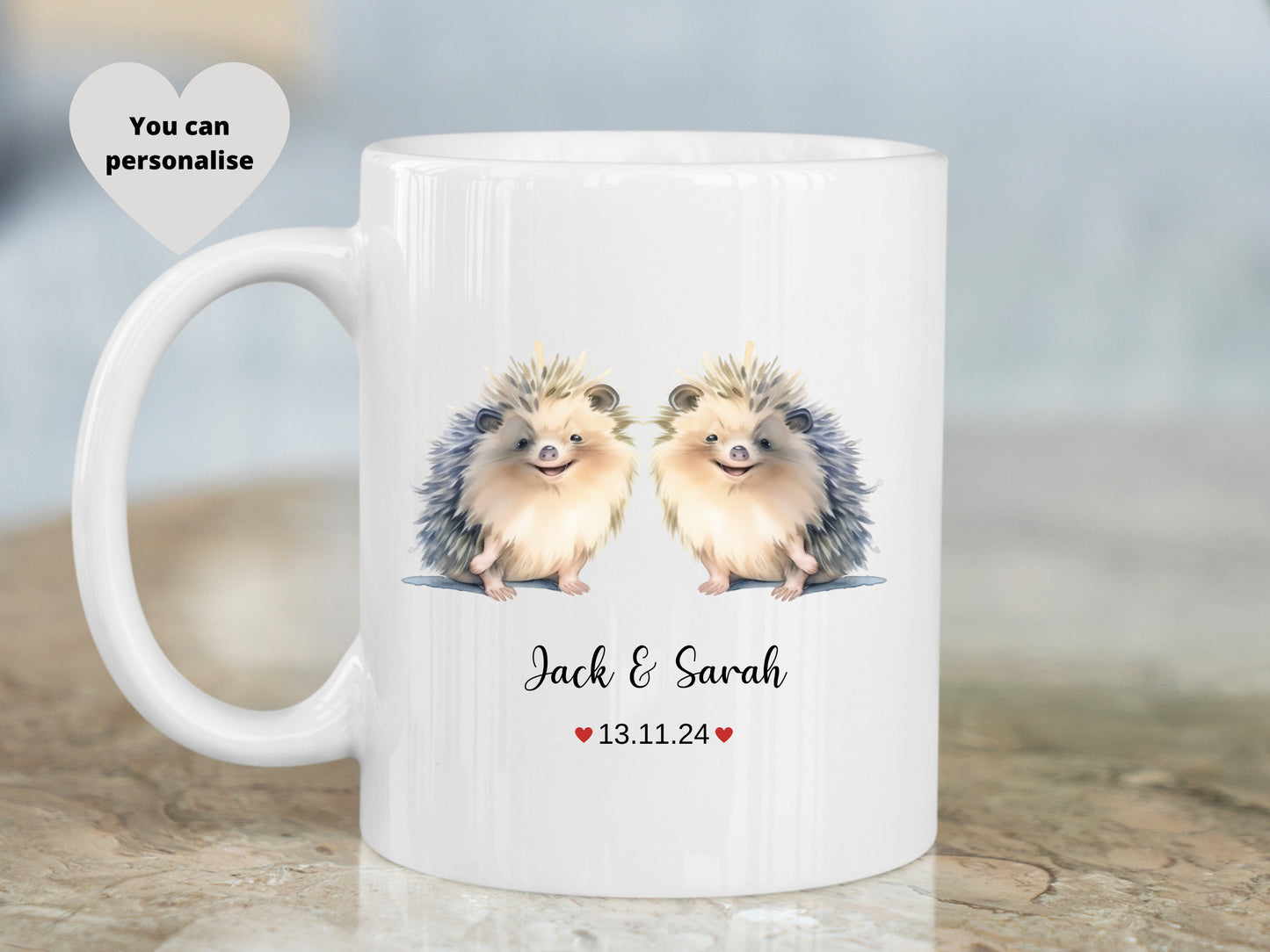 Personalised Hedgehog Wedding / Anniversary Mug Gift