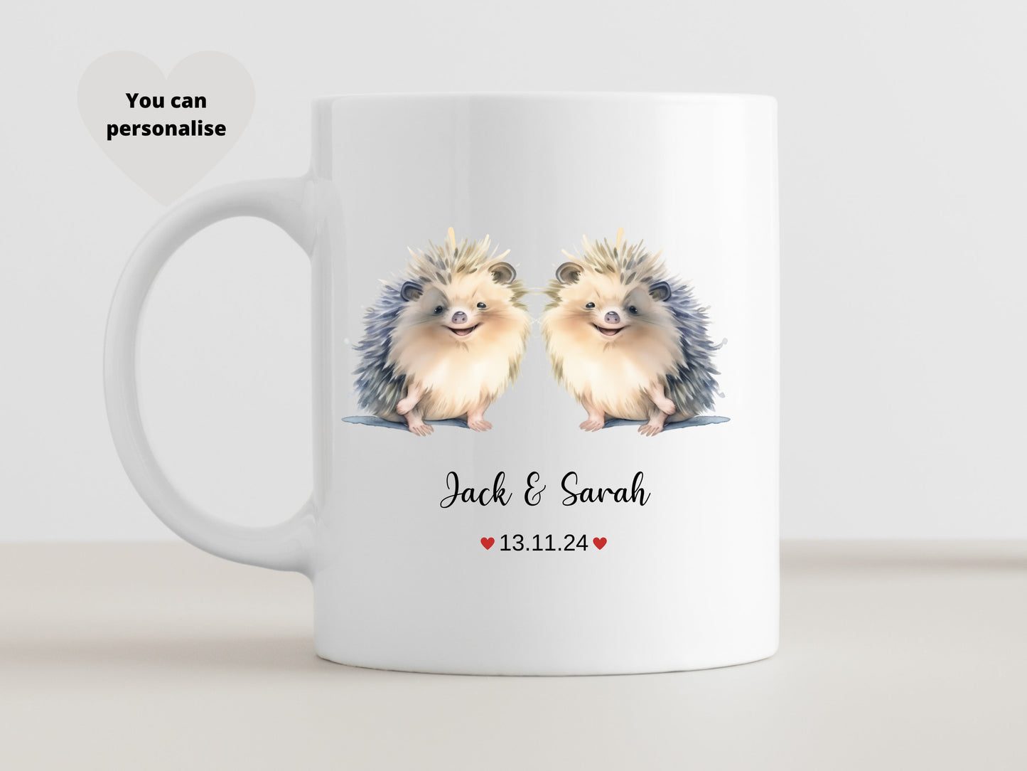 Personalised Hedgehog Wedding / Anniversary Mug Gift