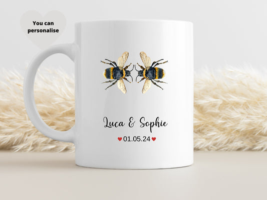 Personalised Bee Wedding, Anniversary Mug Gift