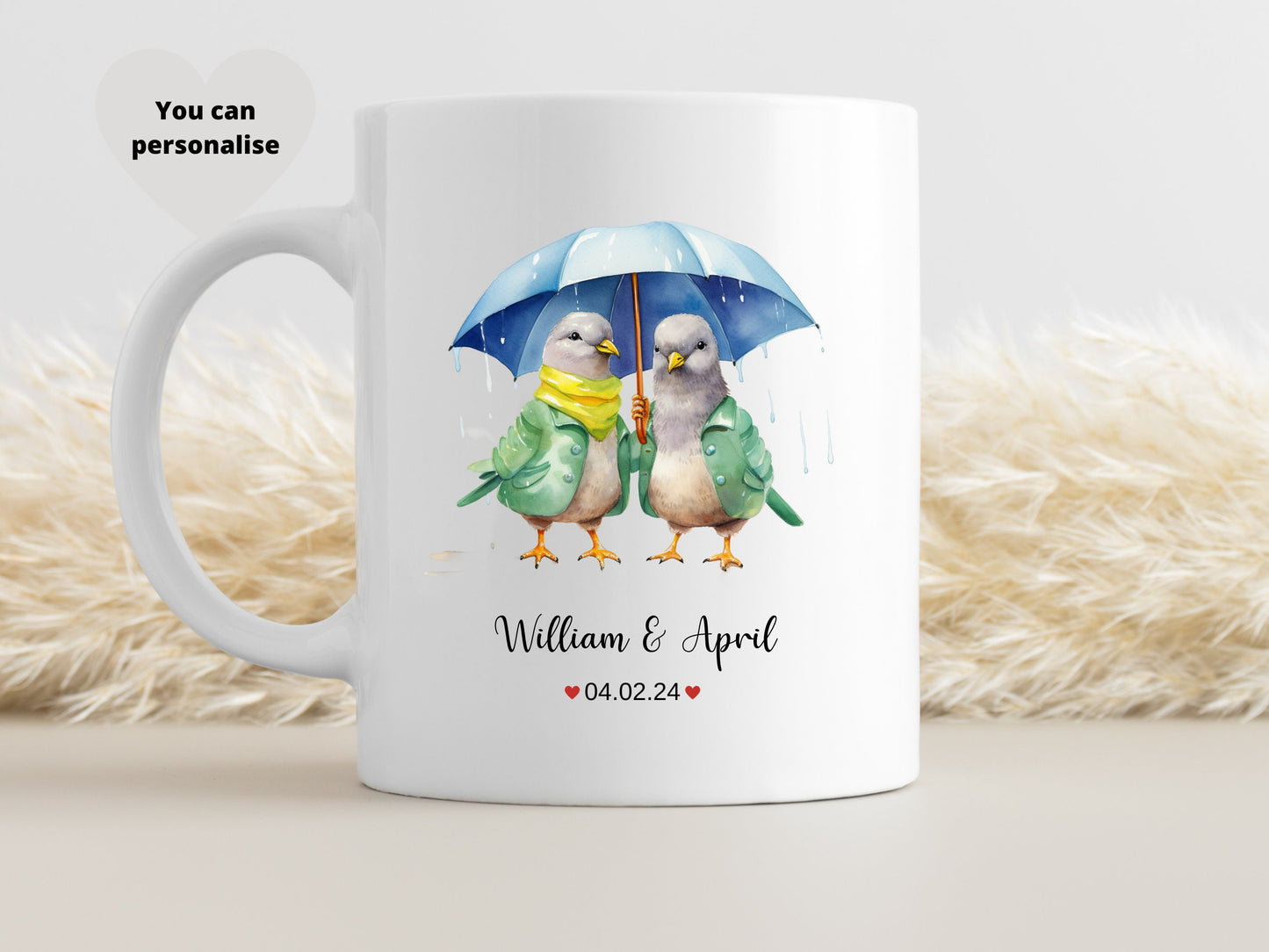 Personalised Dove Wedding Anniversary Mug