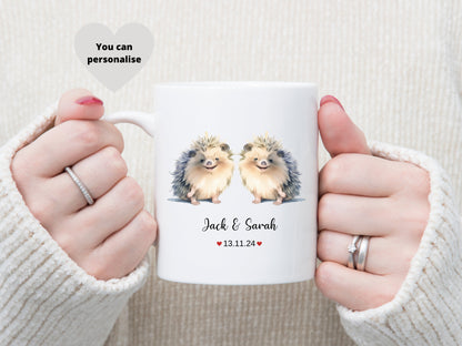 Personalised Hedgehog Wedding / Anniversary Mug Gift