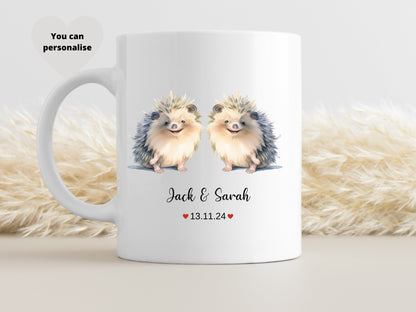 Personalised Hedgehog Wedding / Anniversary Mug Gift