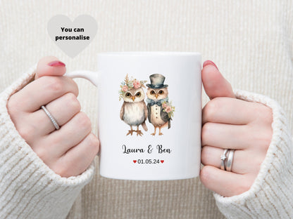 Personalised Owl Wedding / 1st Anniversary Mug