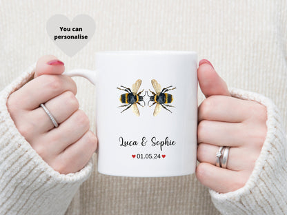 Personalised Bee Wedding, Anniversary Mug Gift