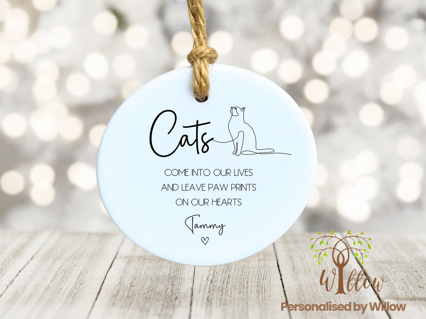 Personalised Cat Ornament, Custom Cat Christmas Ornament.