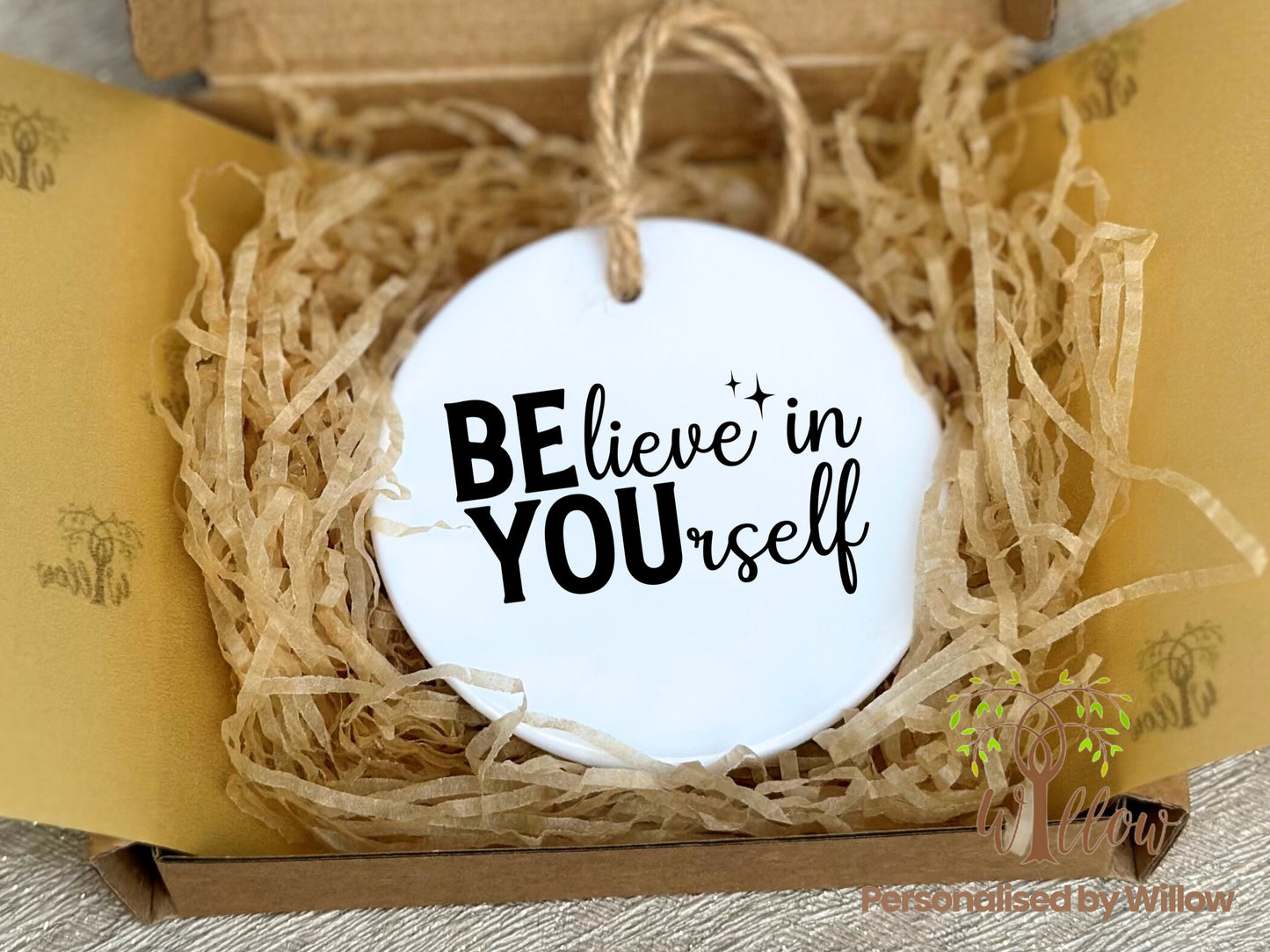 Ceramic Ornament Positive Affirmation, Motivational Quote, Confidence Boost Gift, Inspirational Hanging, Believe In Yourself Quote