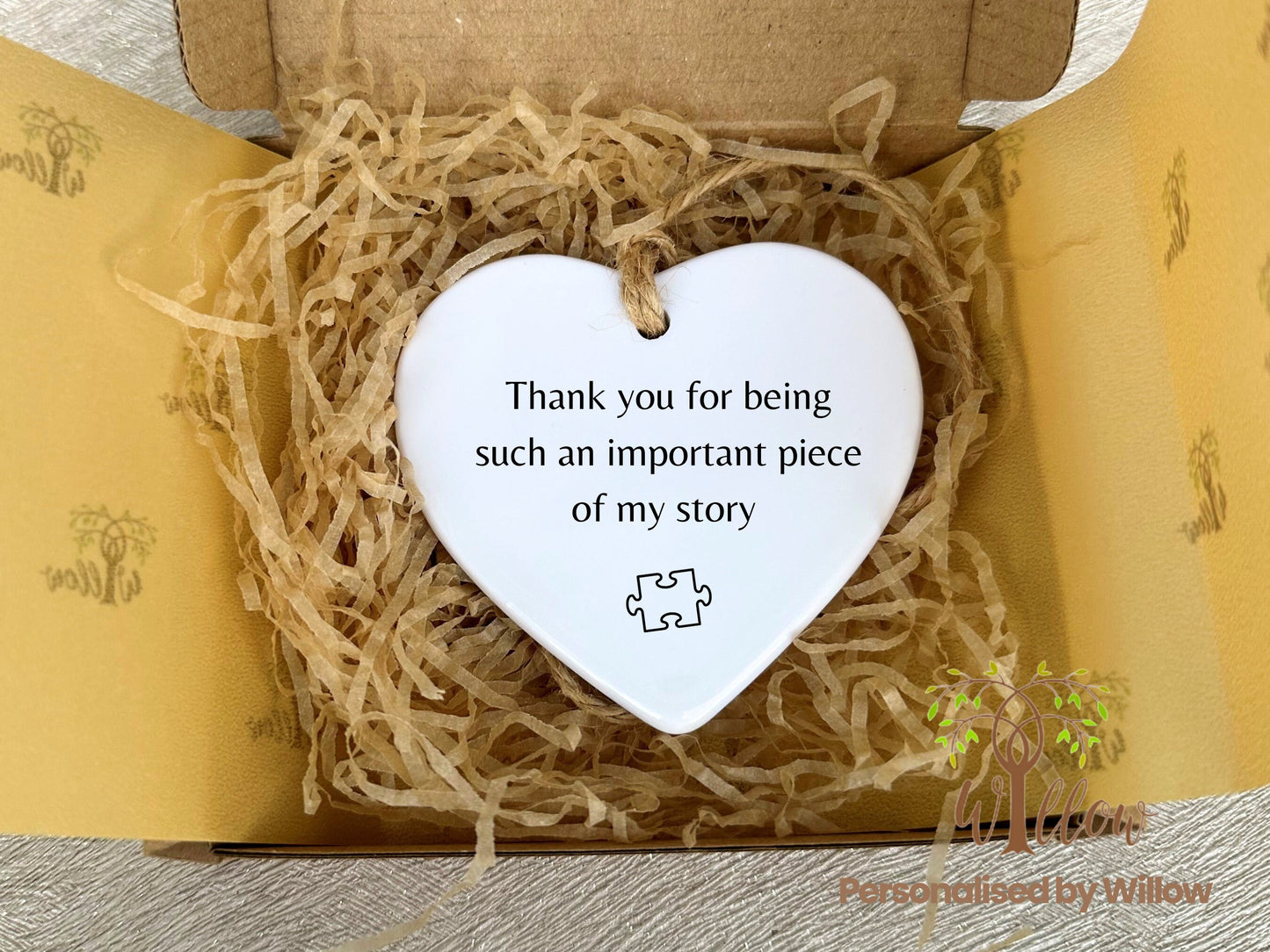 Thank You for Being Such An Important Piece Of My Story, Thank You Leaving Gift, Teacher, Leaving Gift, Nurse Gift, Ceramic Heart Ornament,