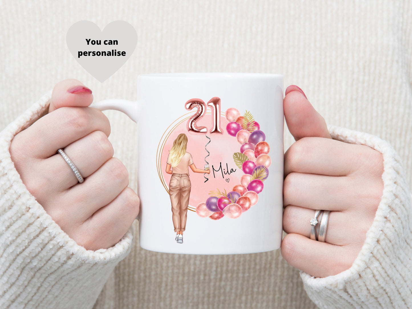 21st Birthday Gift, Personalised Birthday Mug, Special Occasion Gift, Unique 21st Birthday Present, Milestone Birthday Drinkware