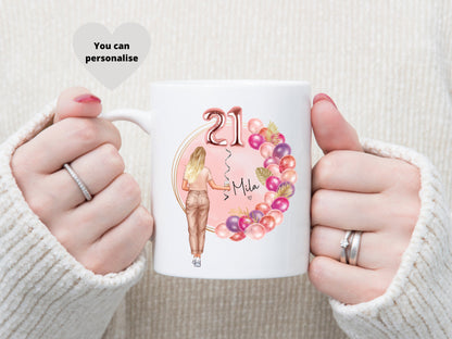 21st Birthday Gift, Personalised Birthday Mug, Special Occasion Gift, Unique 21st Birthday Present, Milestone Birthday Drinkware