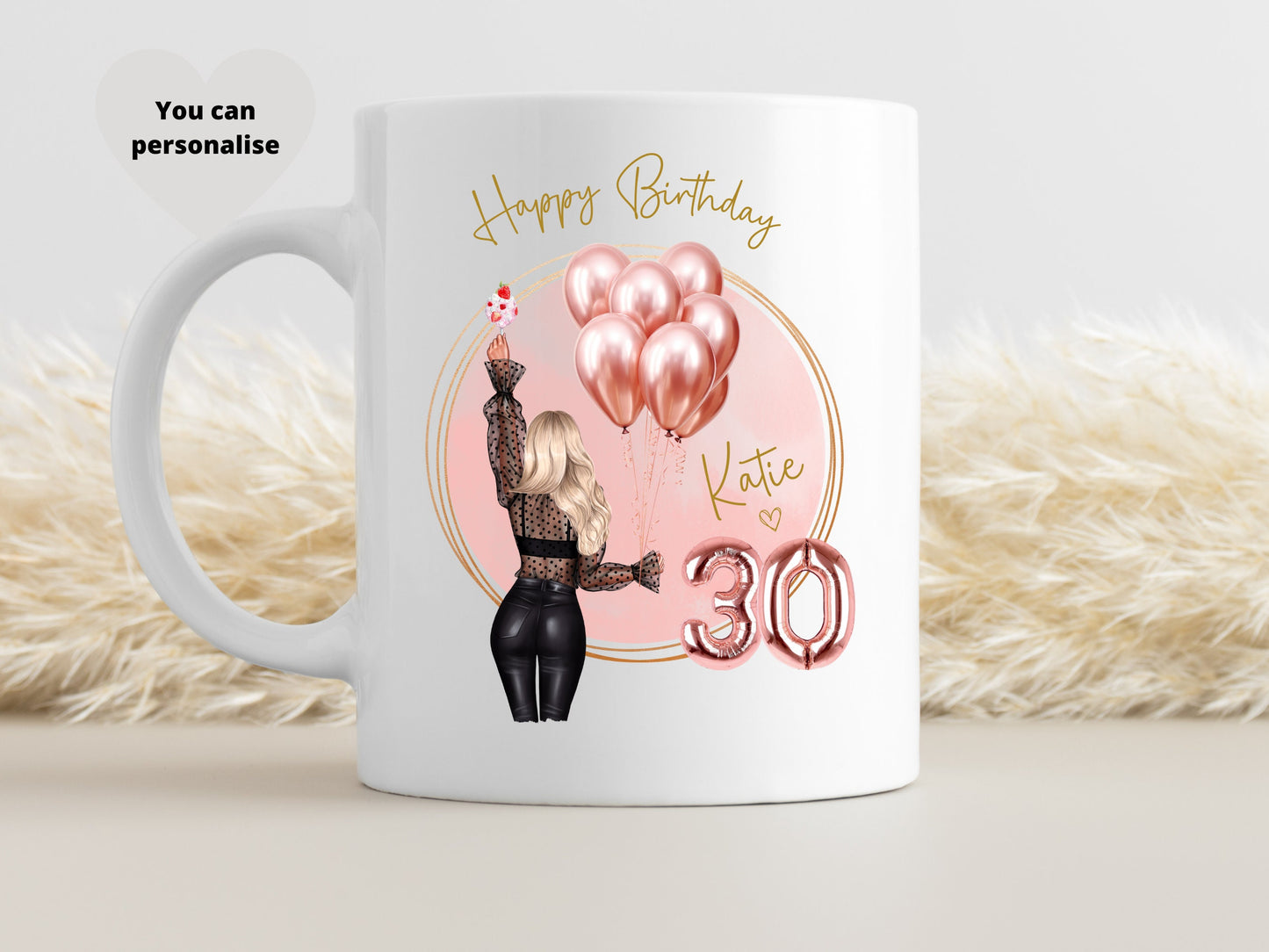 Personalised 30th Birthday Mug, Birthday Age Mug, Thirty Birthday Gift.