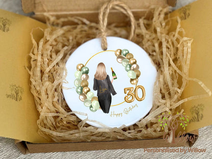 Personalised 30th Birthday Gift Bauble, 30th Birthday, Thirty, Keepsake Decoration, Ceramic Hanging Ornament