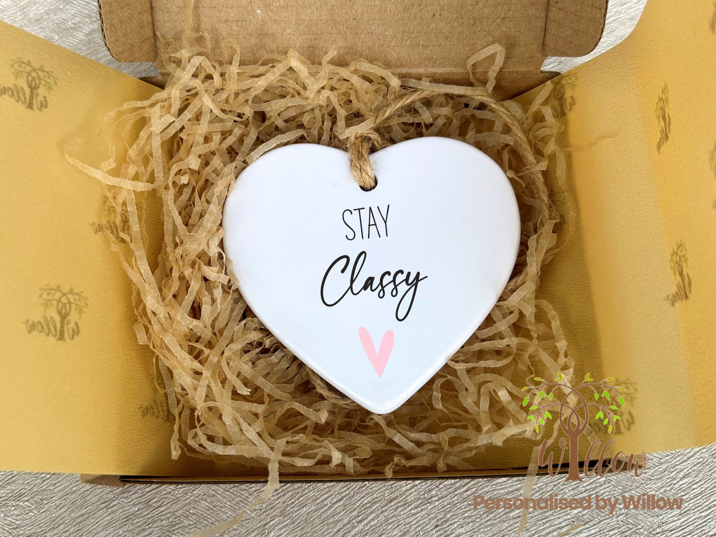 Stay Classy Ceramic Heart Gift, Small Gift, Thoughtful Gift, Boss Babe Gift, Ceramic Ornament.