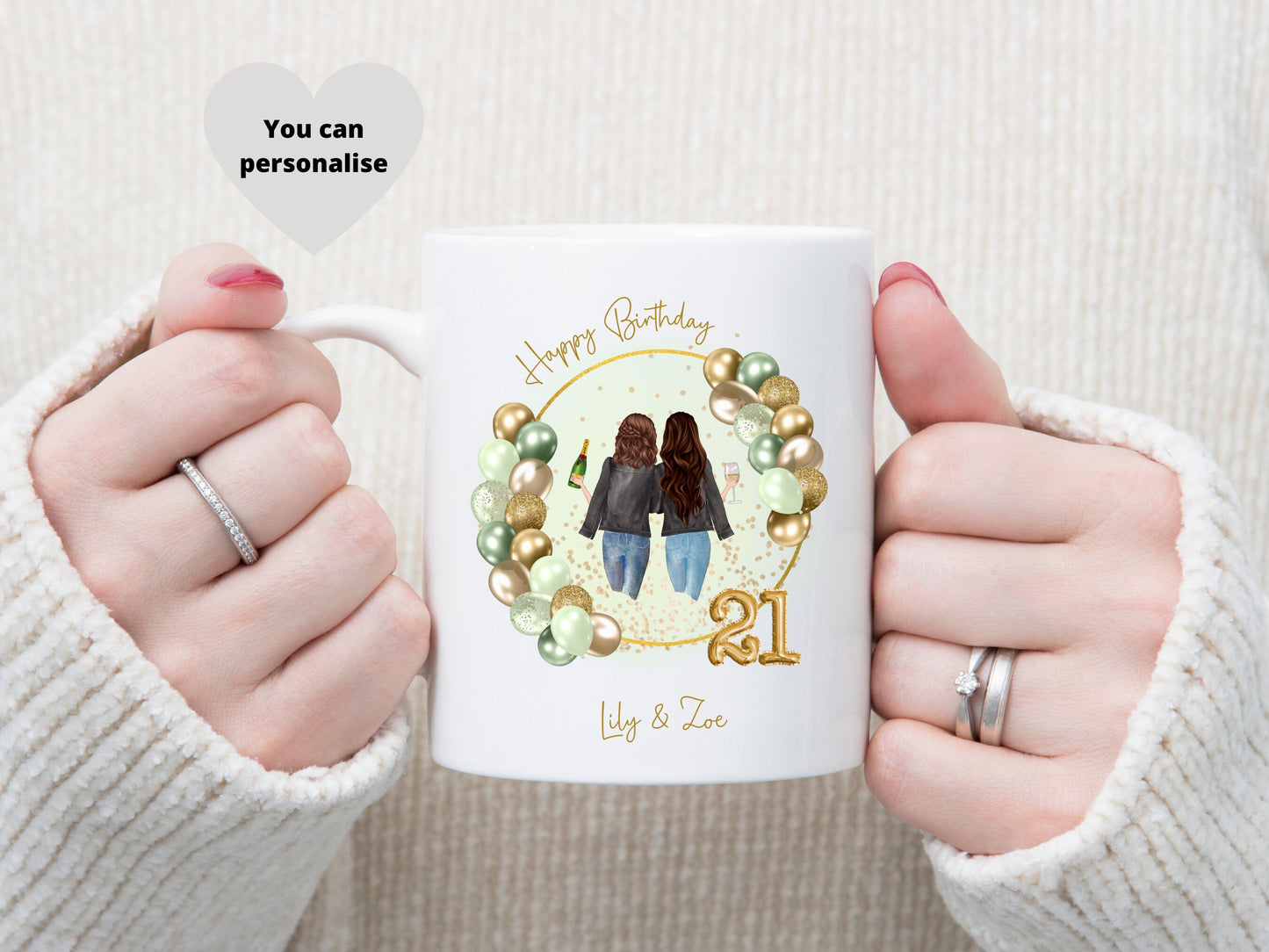 Personalised Age Mug, 18th, 21st, 30th, 40th Birthday Gift, Best Friend Gift.