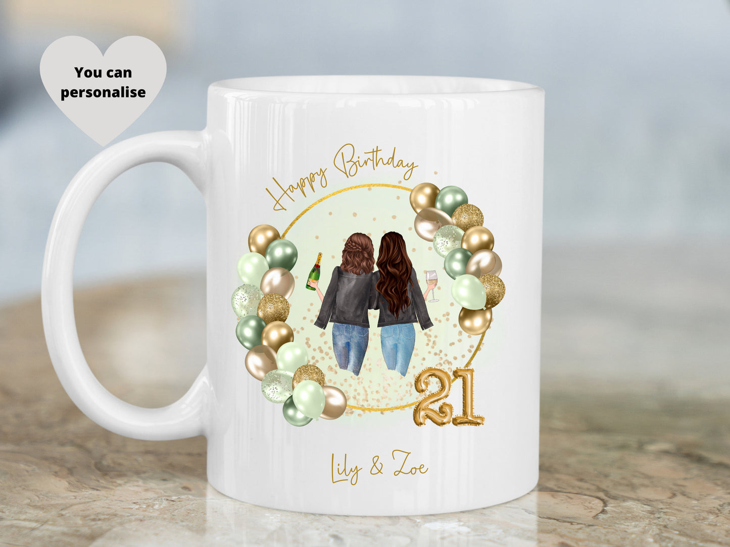 Personalised Age Mug, 18th, 21st, 30th, 40th Birthday Gift, Best Friend Gift.