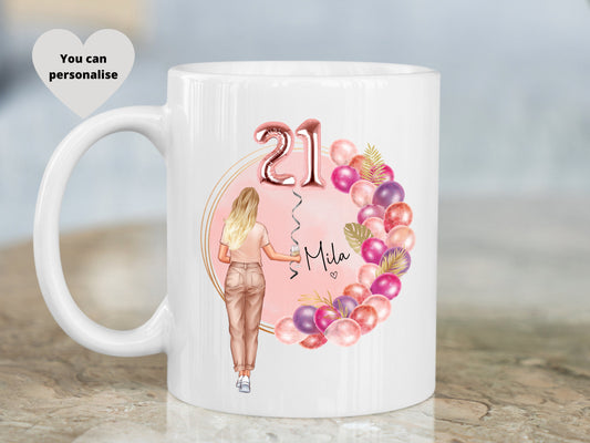 21st Birthday Gift, Personalised Birthday Mug, Special Occasion Gift, Unique 21st Birthday Present, Milestone Birthday Drinkware