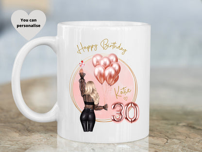 Personalised 30th Birthday Mug, Birthday Age Mug, Thirty Birthday Gift.