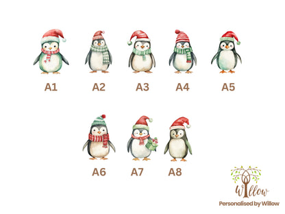 Personalised Penguin Family Christmas Hanging Ornament