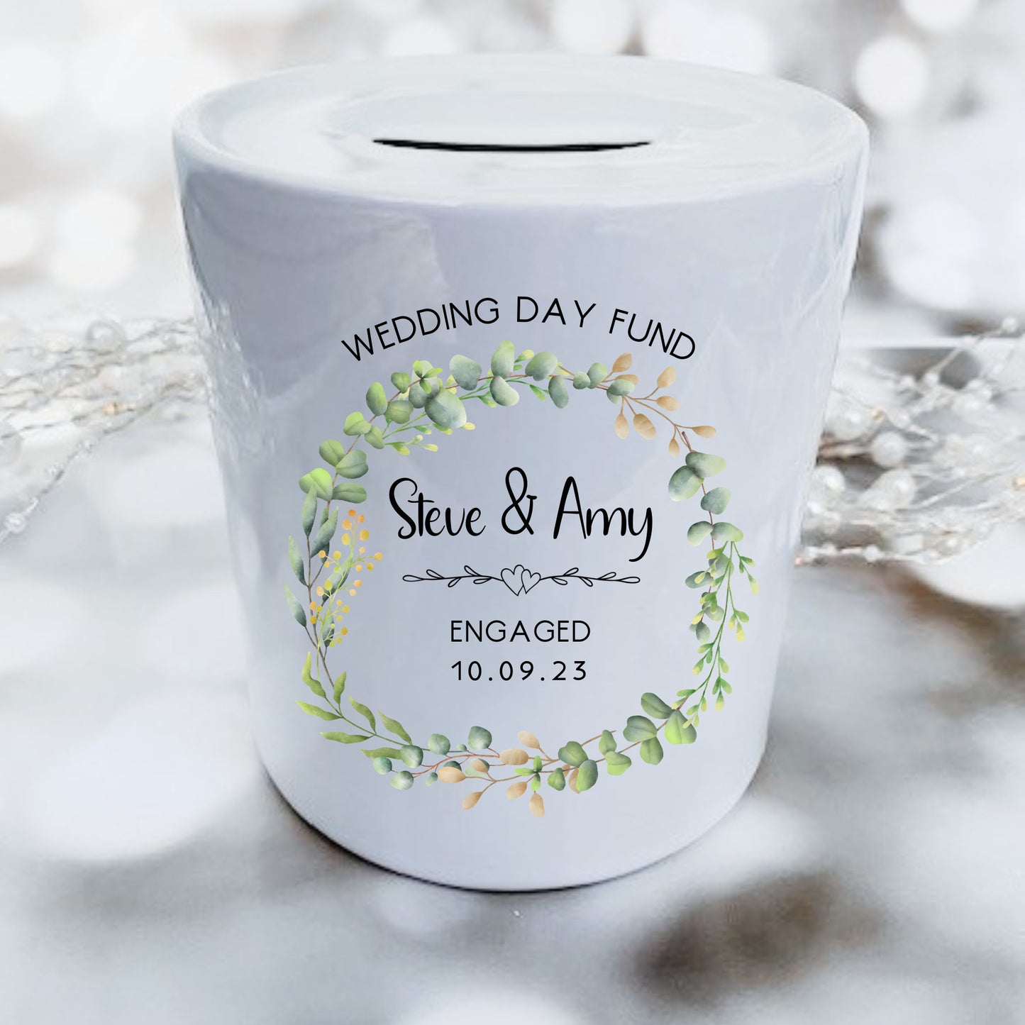 Personalised Wedding Fund Money Box, Savings Jar, Wedding Day Savings